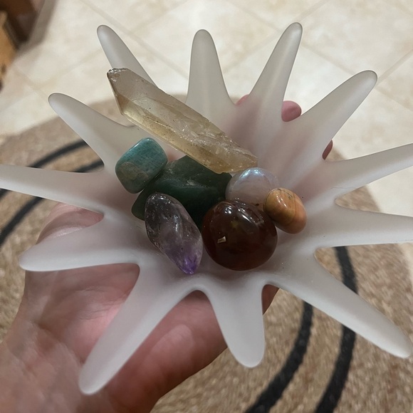 MCM frosted glass Starburst. Trinket holder. - Picture 2 of 7